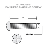 10-24 x 1" stainless steel machine screw.